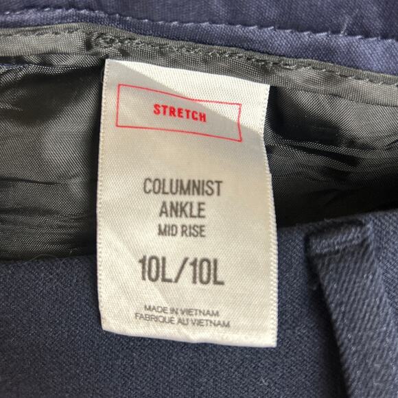 Express Womens Pants Blue Black Columnist Ankle Mid Rise Career Stretch 10 Long - Picture 5 of 13